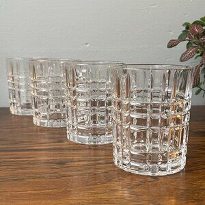 Set of 4 Nachtmann Highland (?) Square Whiskey Tumbler Glasses